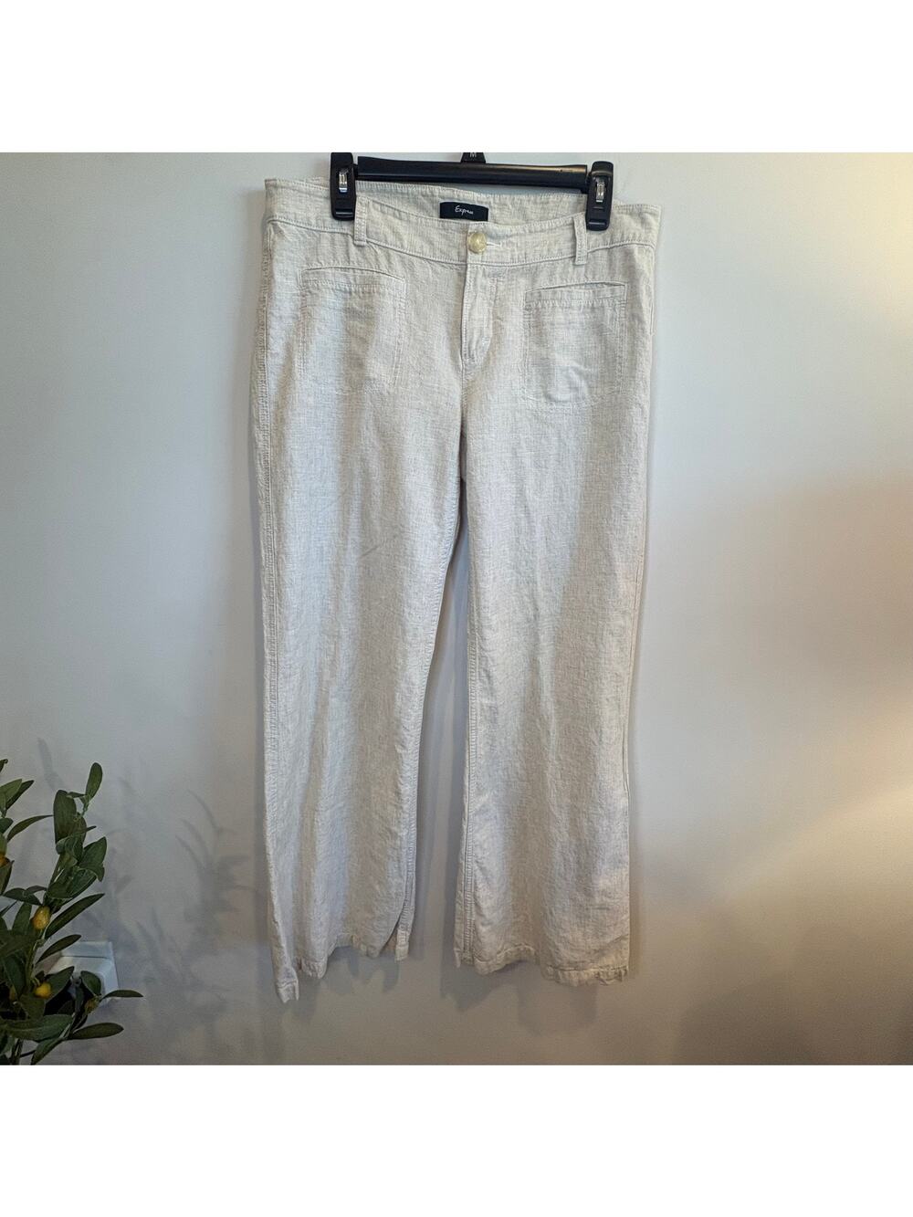 Express Cotton Linen Blend Wide Leg Pants Low Rise 10
